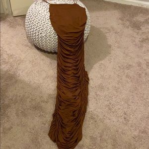 Chestnut Brown Rouged Dress Size M